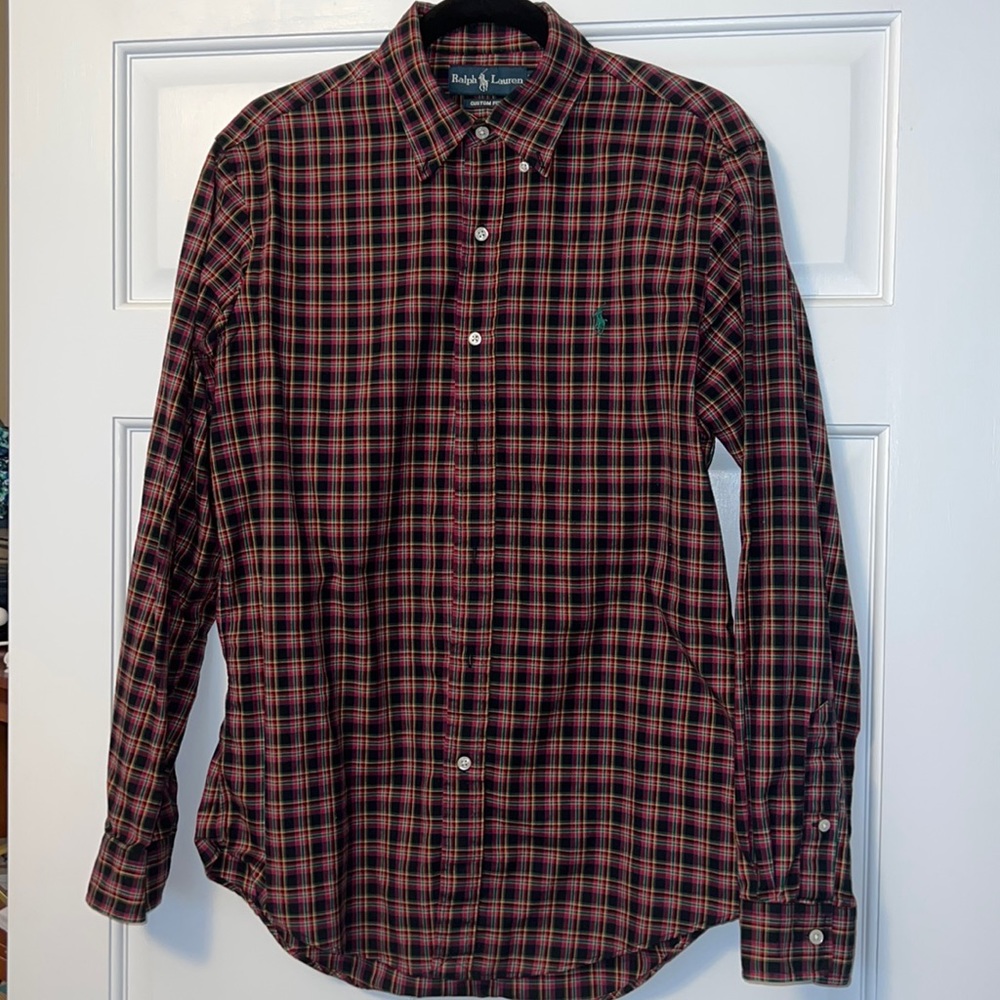 Ralph Lauren Button Down Dress Shirt Medium Plaid